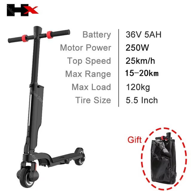 HX X6 5.5 pouces Scooter électrique pliable deux roues Scooter 36V 250W vélo électrique pliable adul