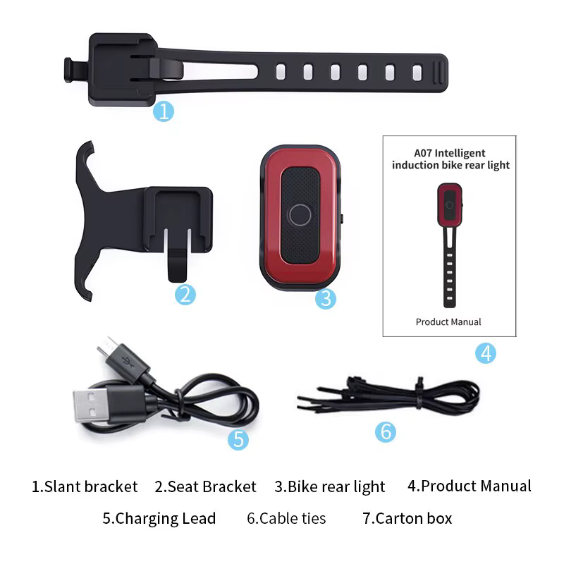 NATFIRE-enquêter arrière de vélo intelligent A07, détection de freinage, feux arrière, allumage et e