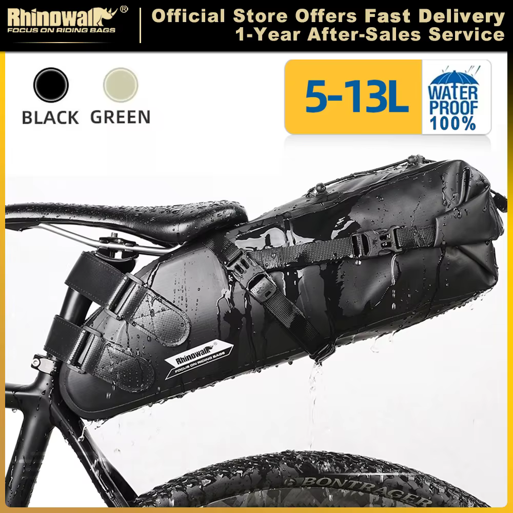 Rhinowalk sac de selle de vélo étanche 5L-13L grande capacité pliable sac arrière arrière réfléchiss