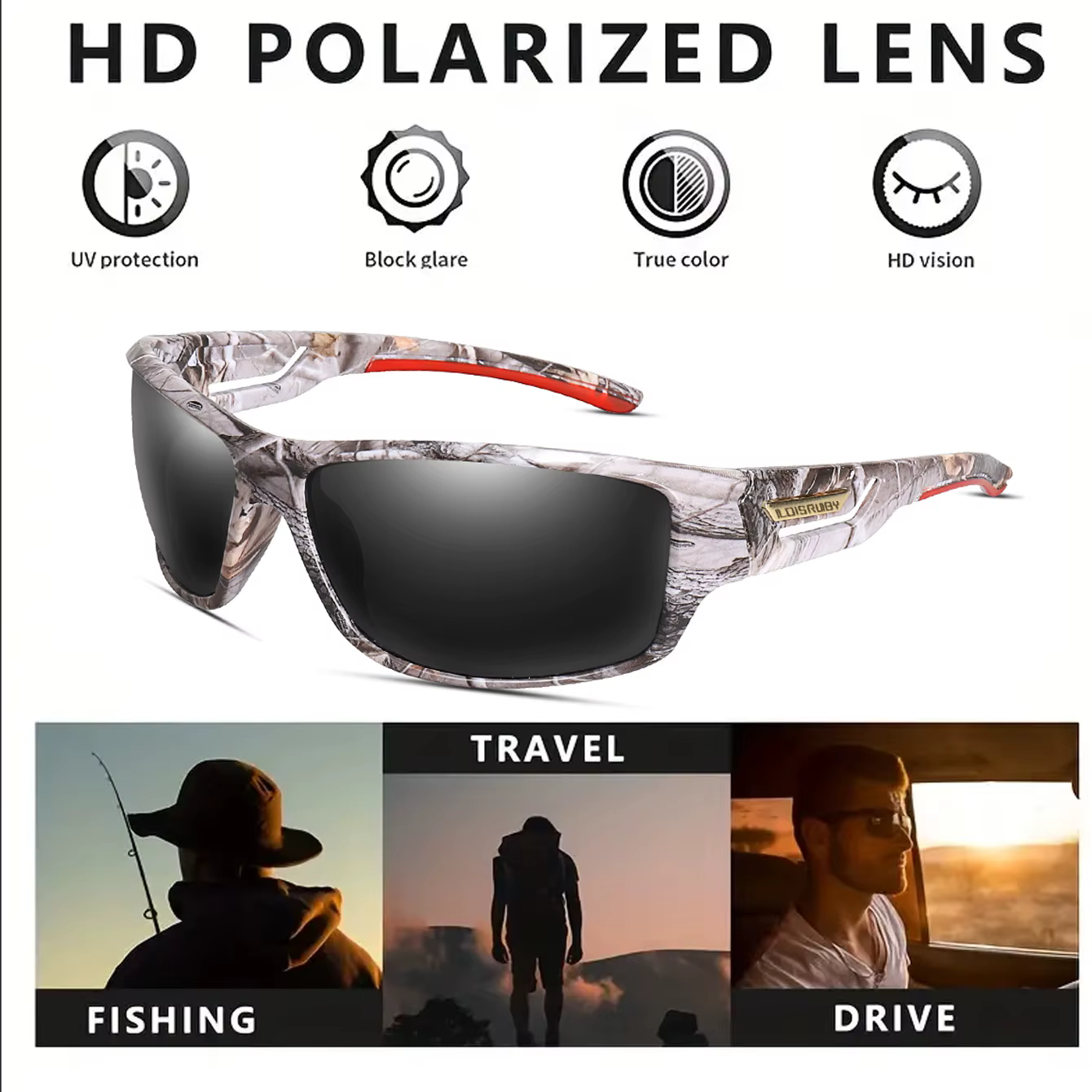 LOISRUBY lunettes de soleil polarisées cyclisme Camouflage conduite Sports de plein air pêche lunett
