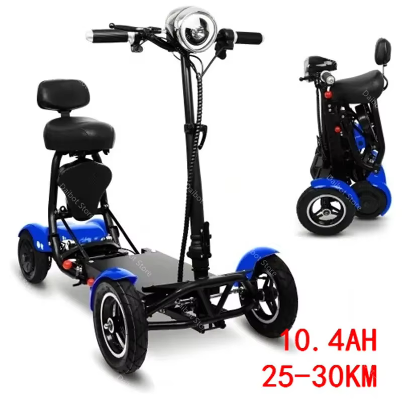 Scooters de mobilité à 4 roues pour Seniros pliant 36V 500W Scooter électrique à double moteur pour