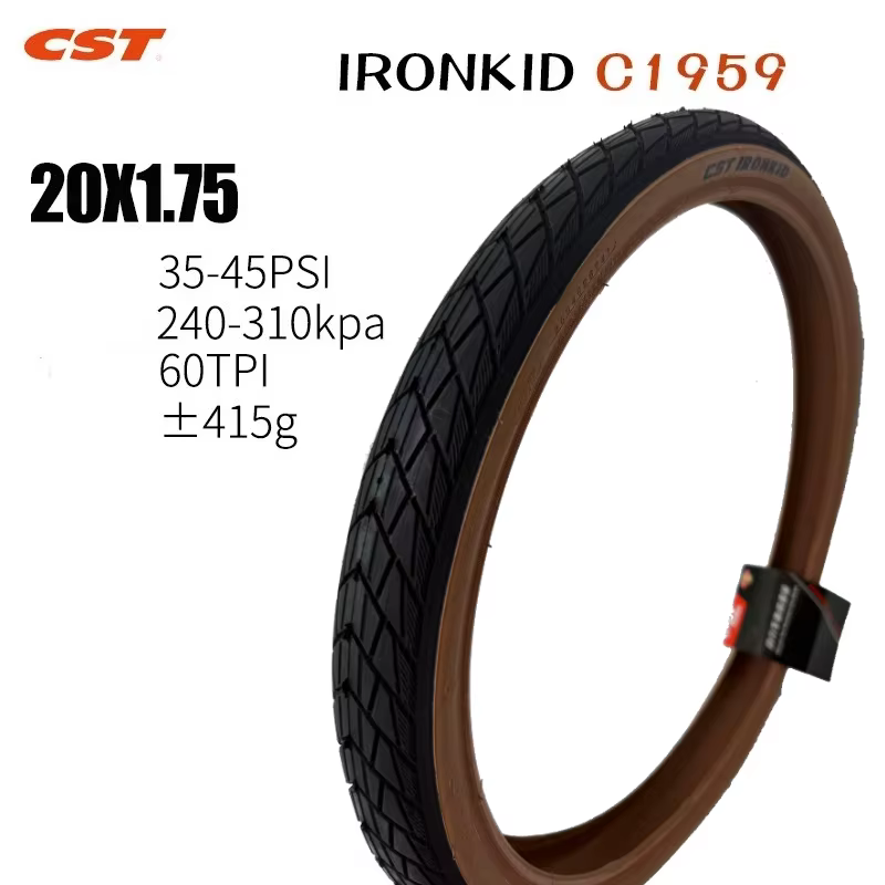 Pneus de vélo pliants rétro marron, bord de peau, 20 pouces, 406, 20X1.75, 20X1.95, C1820D, C1959