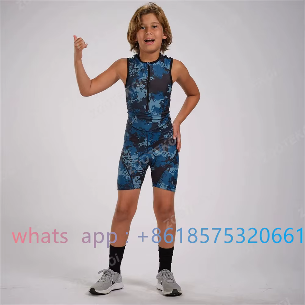 Zootekoi-Combinaison de cyclisme pour enfants, TriDuvet Race Bicycle Running, Maillots de bain, Vête