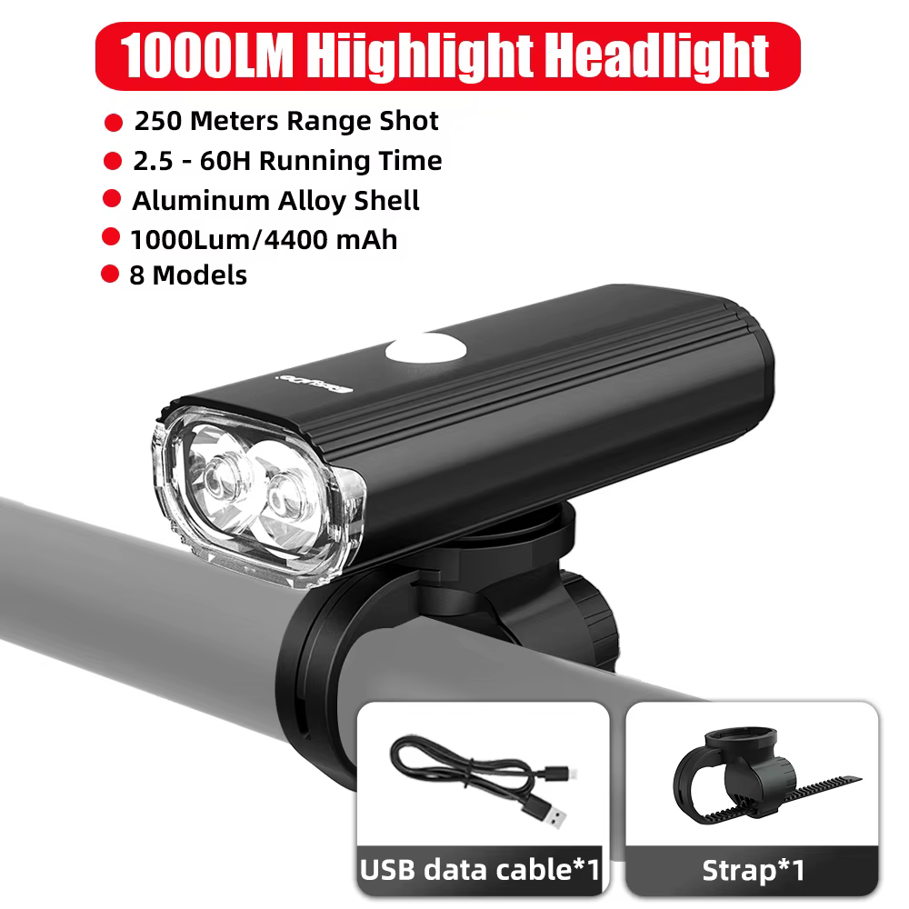 EasyDo – feu avant de vélo, Rechargeable par USB, 1000 Lumens, lampe de poche Led haute puissance po