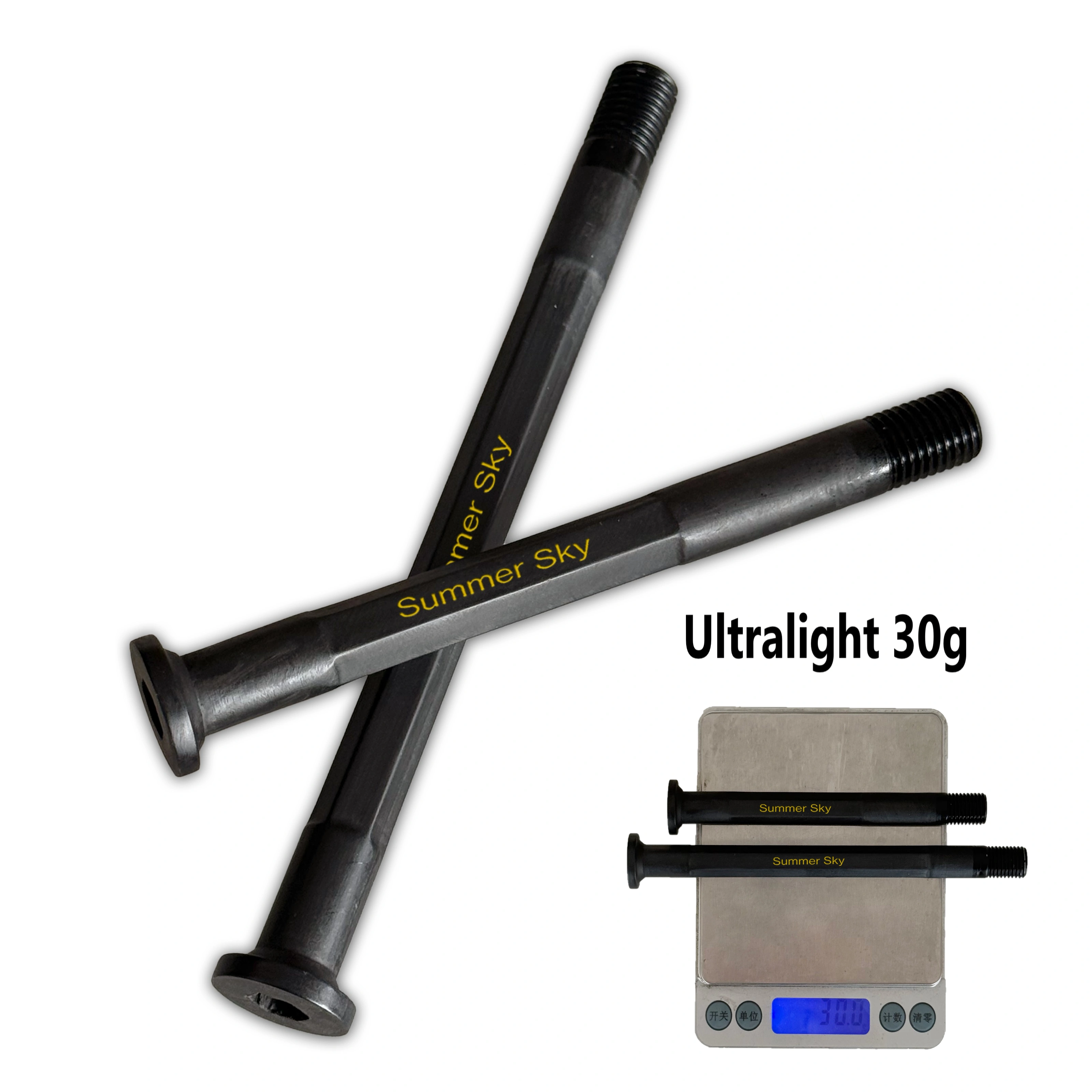 Axe traversant en carbone ultraléger Summer Sky 27-32g (12mm avant/arrière), résistance 1050KG+, per