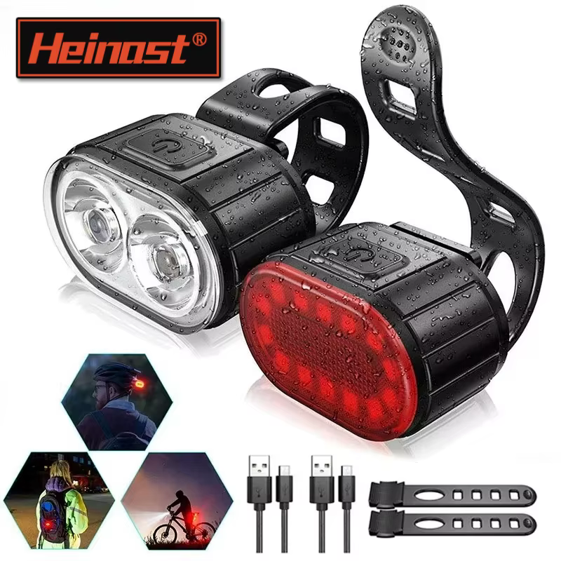Heinast éclairage de vélo feux avant et arrière lampe de vélo Led lumière de cyclisme lampe de poche