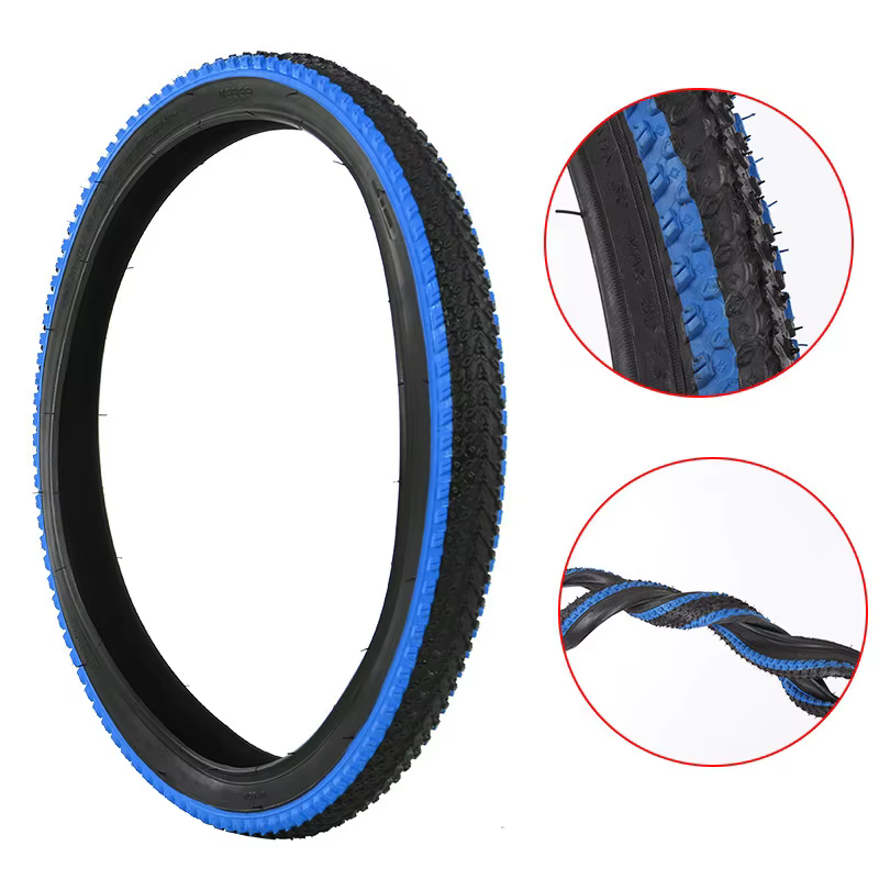 Pneu extérieur noir pour VTT 20/22/24/26 pouces avec bord jaune/bleu/rouge/vert/blanc, pneu extérieu