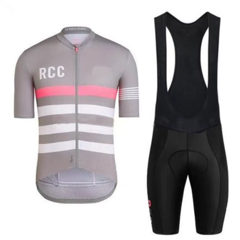 Ensemble de maillot de cyclisme rose RCC à manches courtes pour hommes, tenue de sport cycliste d'ét