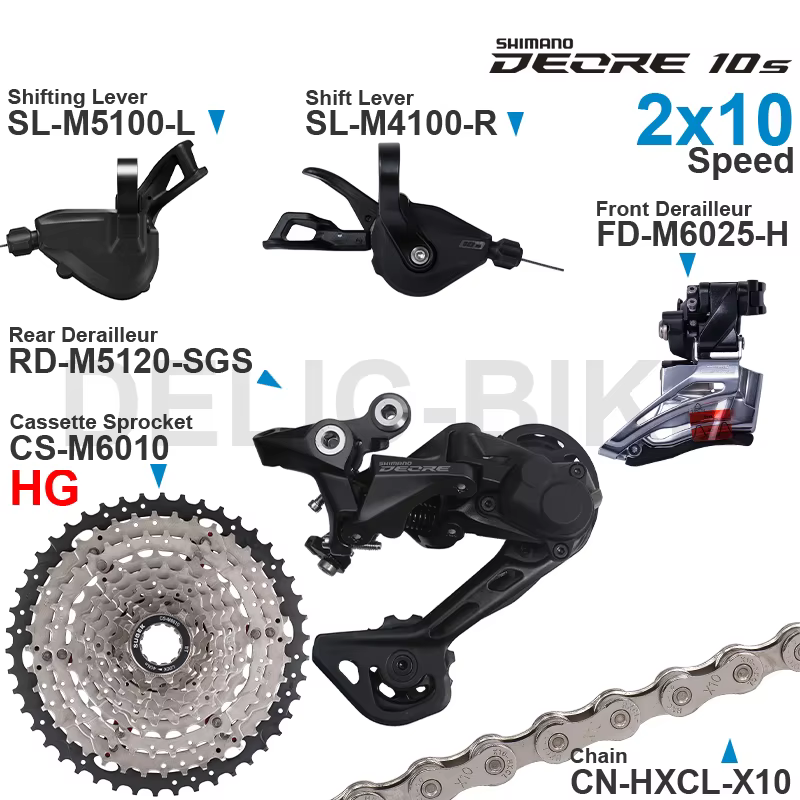 SHIMANO DEORE M4100 M5100 2x10 vitesses groupe manettes de vitesse avant/arrière dérailleur et SUGEK