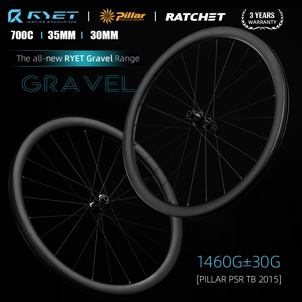 2025 RYET GRAVEL carbone roues frein à disque Cyclocross Tubeless prêt 700C roues verrouillage centr