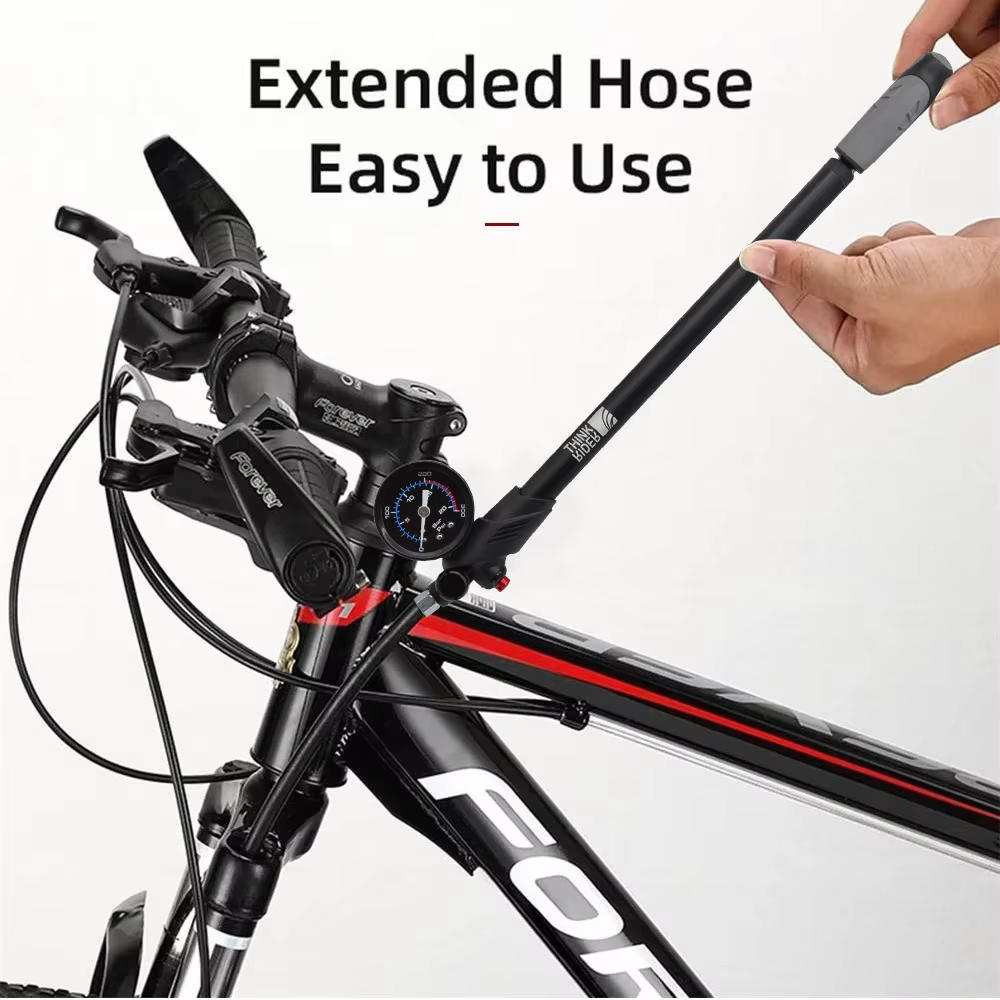 ThinkRider pompe à air de vélo Portable haute pression 300psi avec jauge pour fourche et Suspension 