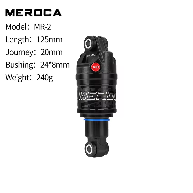 Amortisseur d'air pour vélo MEROCA 125/150/165/190 mm Longueur réglable Pression d'air Vélo de monta