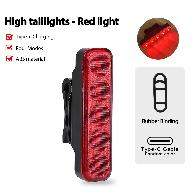 Feu arrière de vélo LED, feu d'avertissement de vélo de route de montagne, lampe de vélo Rechargeabl