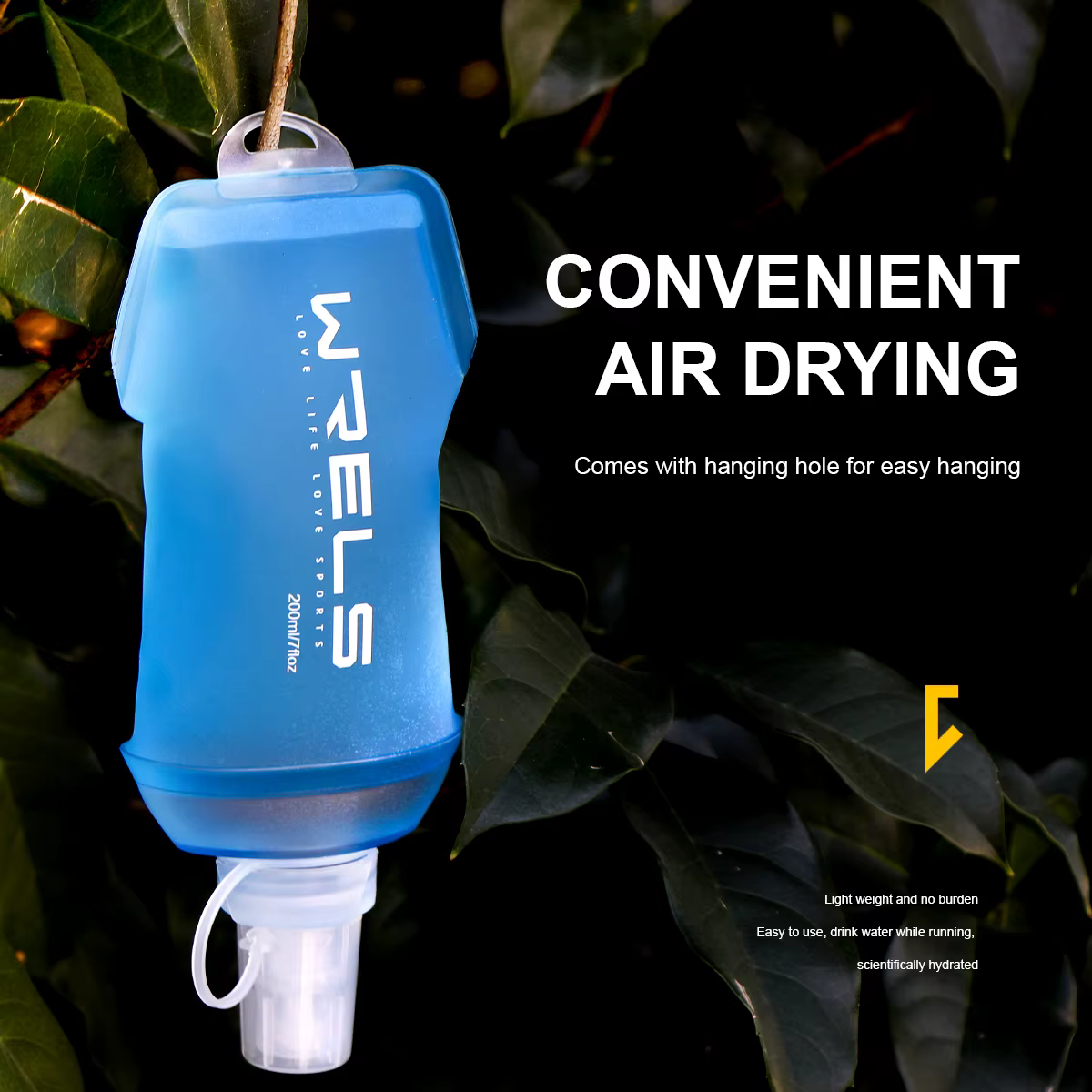 WRELS Sport de plein air bouteille d'eau Camping course vélo doux pliant TPU flacon souple sac d'eau