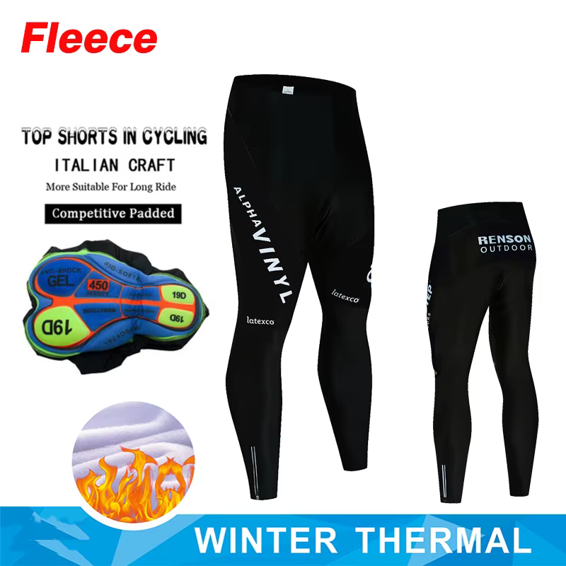 Pantalons à bretelles de cyclisme hiver thermique polaire bavoirs de cyclisme collants 19D Gel rembo