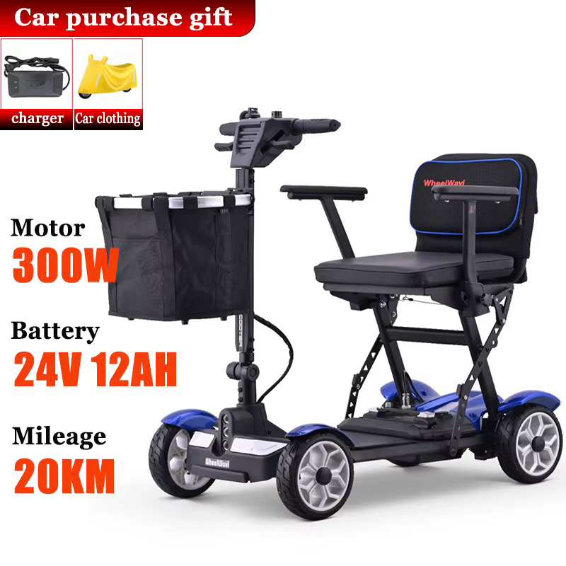 Mini Scooter électrique pliable à 4 roues pour adultes, siège confortable pour personnes âgées, batt
