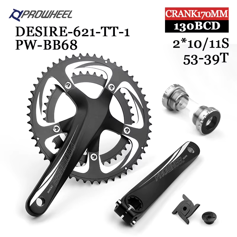 PROWHEEL vélo de route creux Double pignons pédalier 170mm 53-39T 50-34T manivelle plateau pédalier 