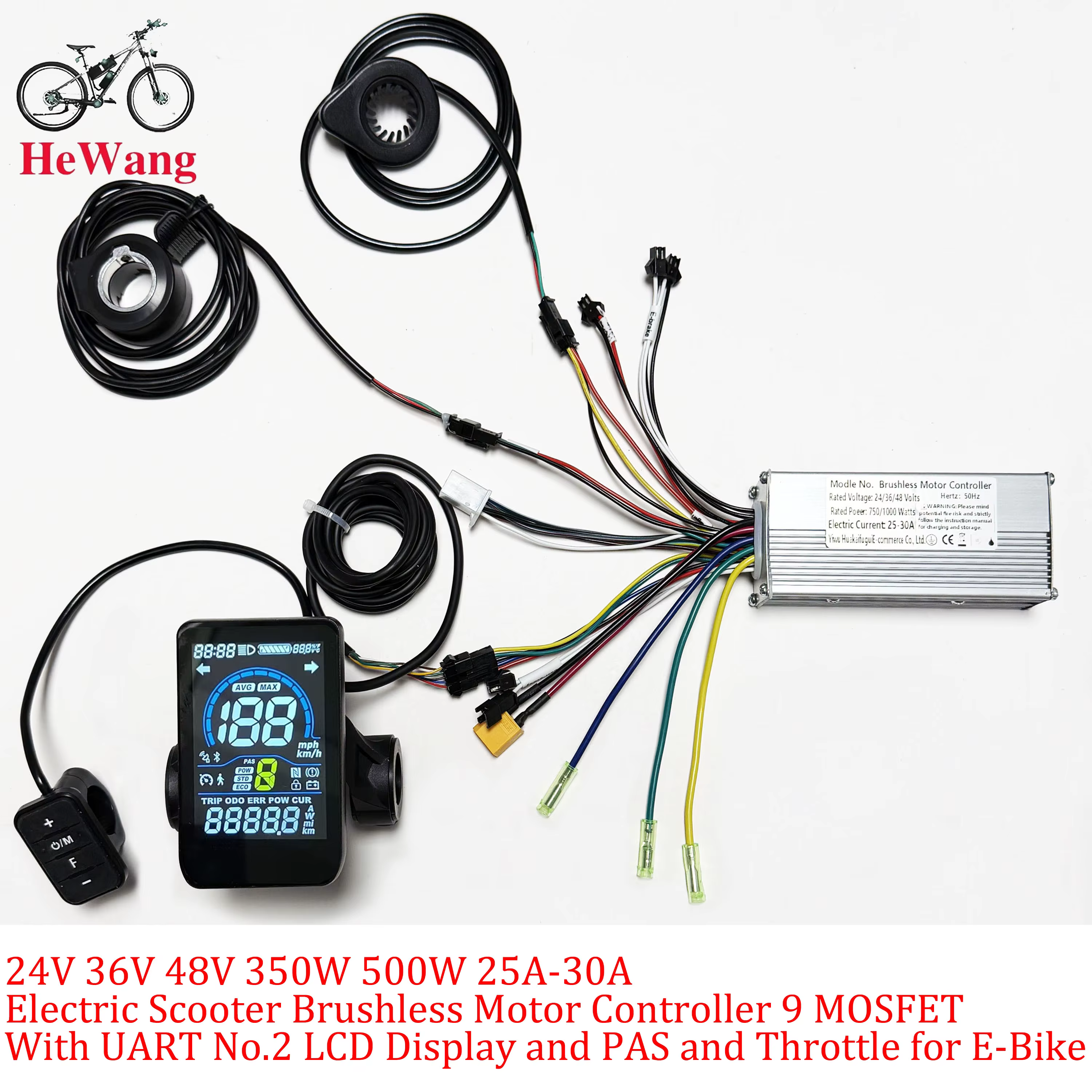 Contrôleur de moteur sans balais pour trottinette électrique, 9 MOSFET, 24V 36V 48V 350W 500W 25A-30
