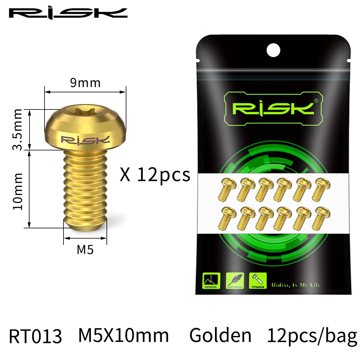 Risque 12 pièces M5 * 10MM vélo frein à disque Rotor boulons de fixation TC4 titane vélo vtt vélo ul