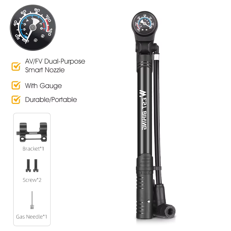 Pompe à vélo en alliage d'aluminium WEST BIKING, pompe manuelle portable haute pression 120 PSI avec