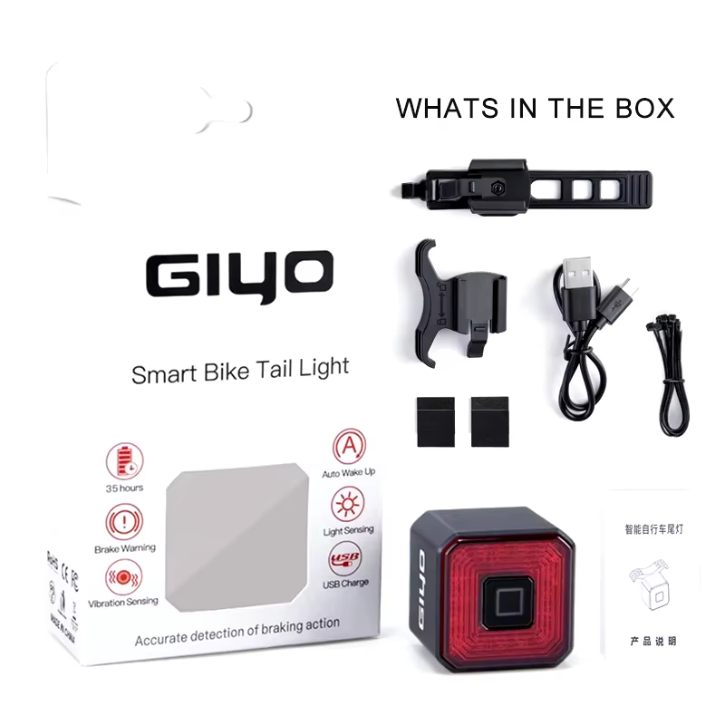 GIYO Scooter feu arrière de frein intelligent USB charge éblouissement feu arrière voyant d'avertiss