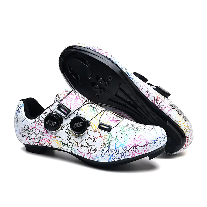 Chaussures de cyclisme sur route pour hommes et femmes, imprimé éclair, boucle double rotative, resp