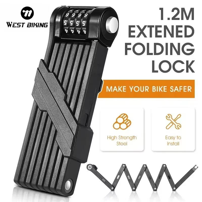 WEST VÉLO Vélo Pliant Chaîne Serrure Anti Vol Combinaison Serrure Heavy Duty Sécurité Moto VTT Route