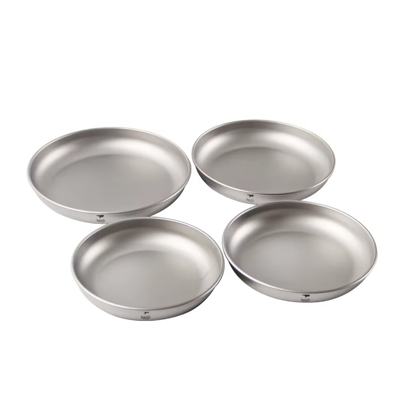 Ensemble d'assiettes en titane Pamono, plats à la vapeur en titane Ti5ino 3, vaisselle de camping en