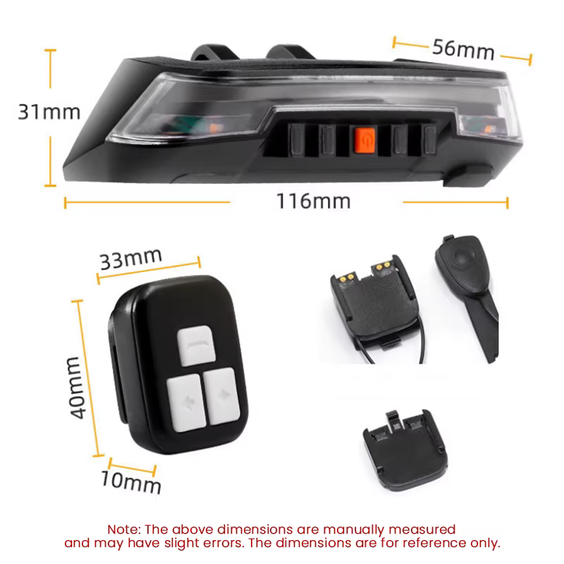 Feu arrière de vélo 18650 rechargeable intégré COB avec capteur de clignotant et télécommande sans f