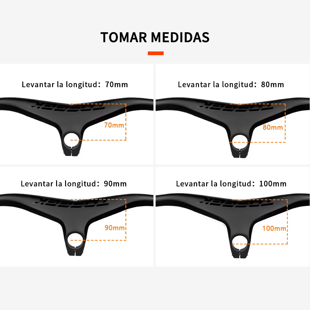 Guidon et tige de VTT en carbone TOSEEK 28,6 mm -17 ° Guidon intégré pour VTT 660 ~ 800-70/80/90/1