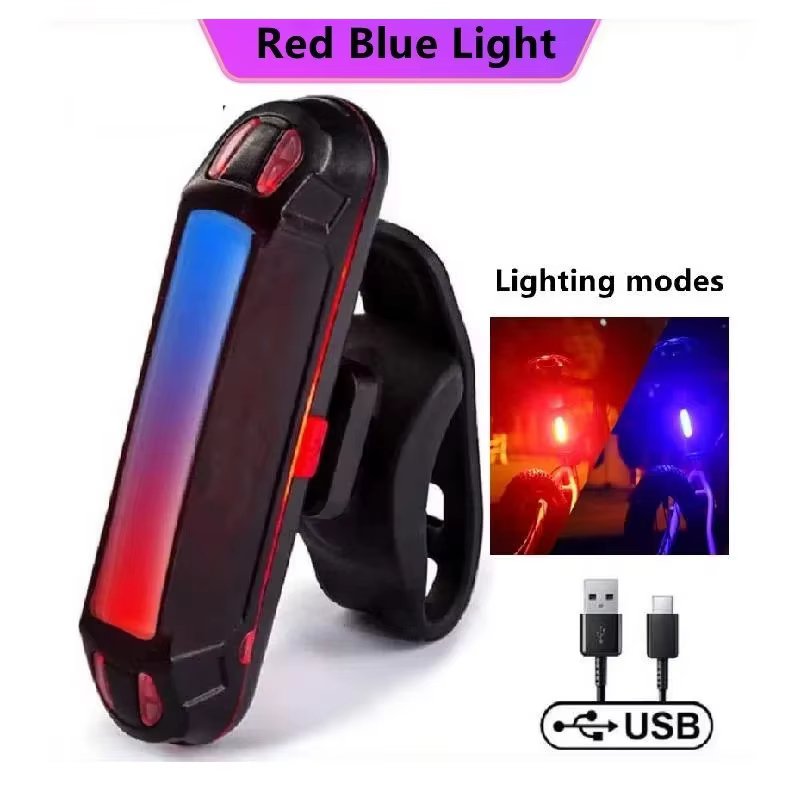 Feu arrière de vélo rechargeable par USB rouge bleu LED feu arrière lumineux adapté à n'importe quel