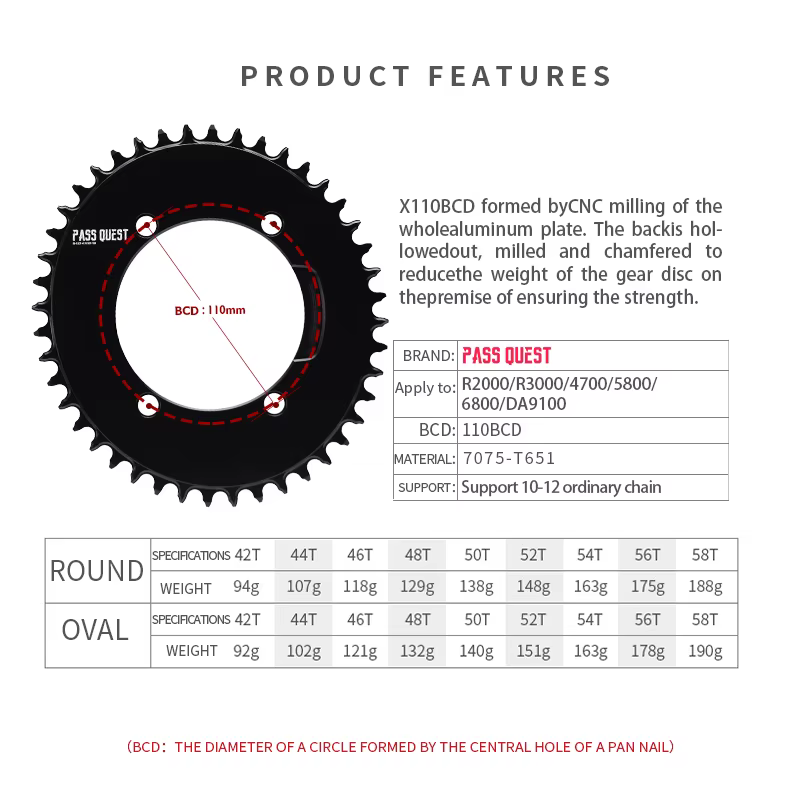 PASS Calls-Plateau étroit et large EST X110BCD AERO, pour R3000/4700/5800/6800/DA9000, vélo pliant d