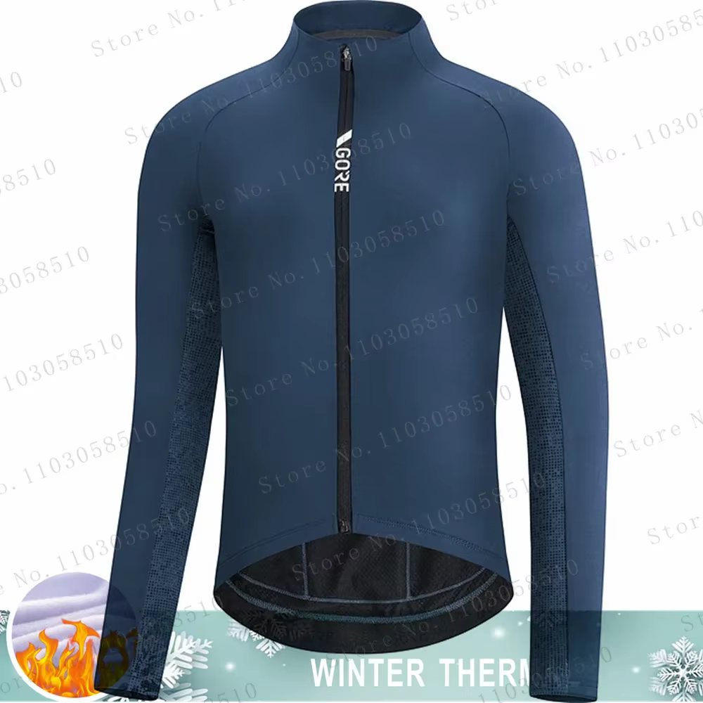 Maillot d'hiver en polaire thermique pour hommes, vêtements de vélo, vtt, manches longues, dessus ch