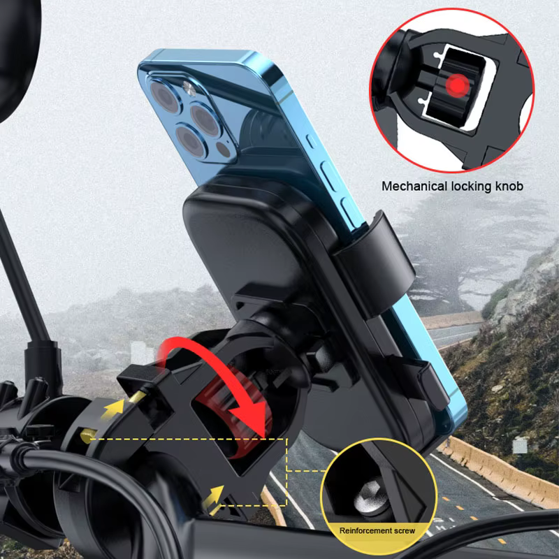 Support de téléphone antidérapant 360 °   Support de téléphone de vélo rotatif et réglable pour le c