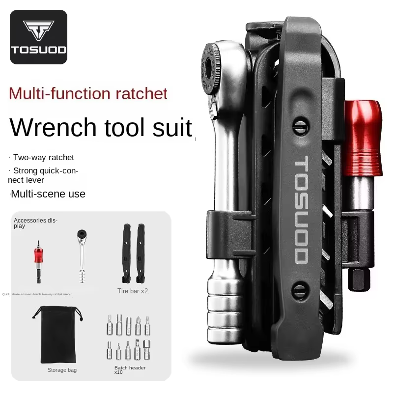 Outil de réparation de vélo multifonctionnel TOSUOD pour VTT et route, clés à cliquet combinées pour