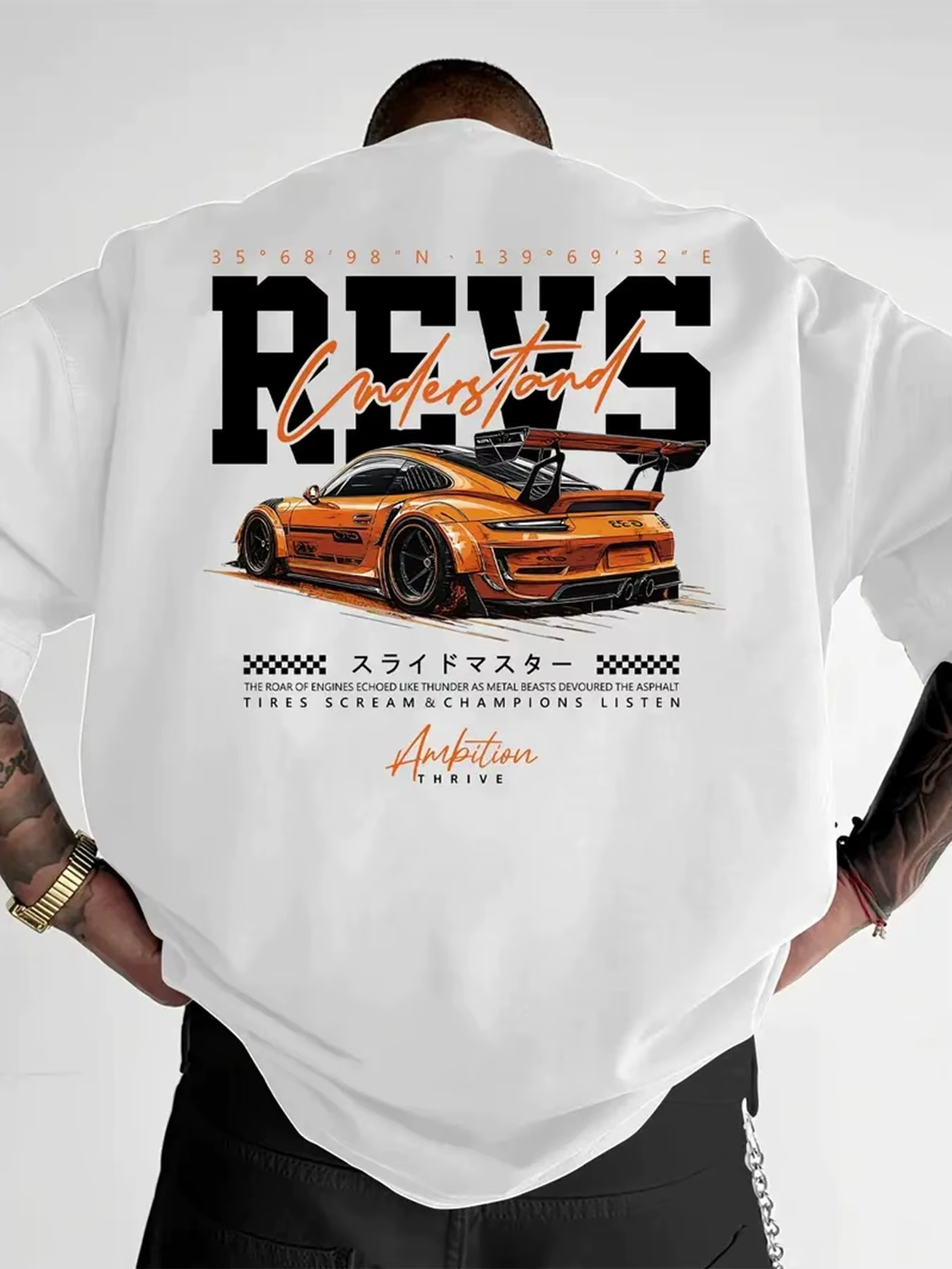T-shirt pour homme en coton 100% doux de qualité supérieure avec imprimé graphique de voiture de spo