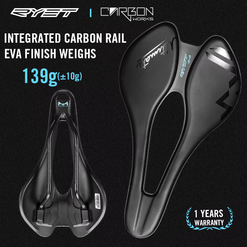 RYET-Selle de vélo en fibre de carbone ultralégère imprimée en 3D, siège pour VTT, route en gravier,