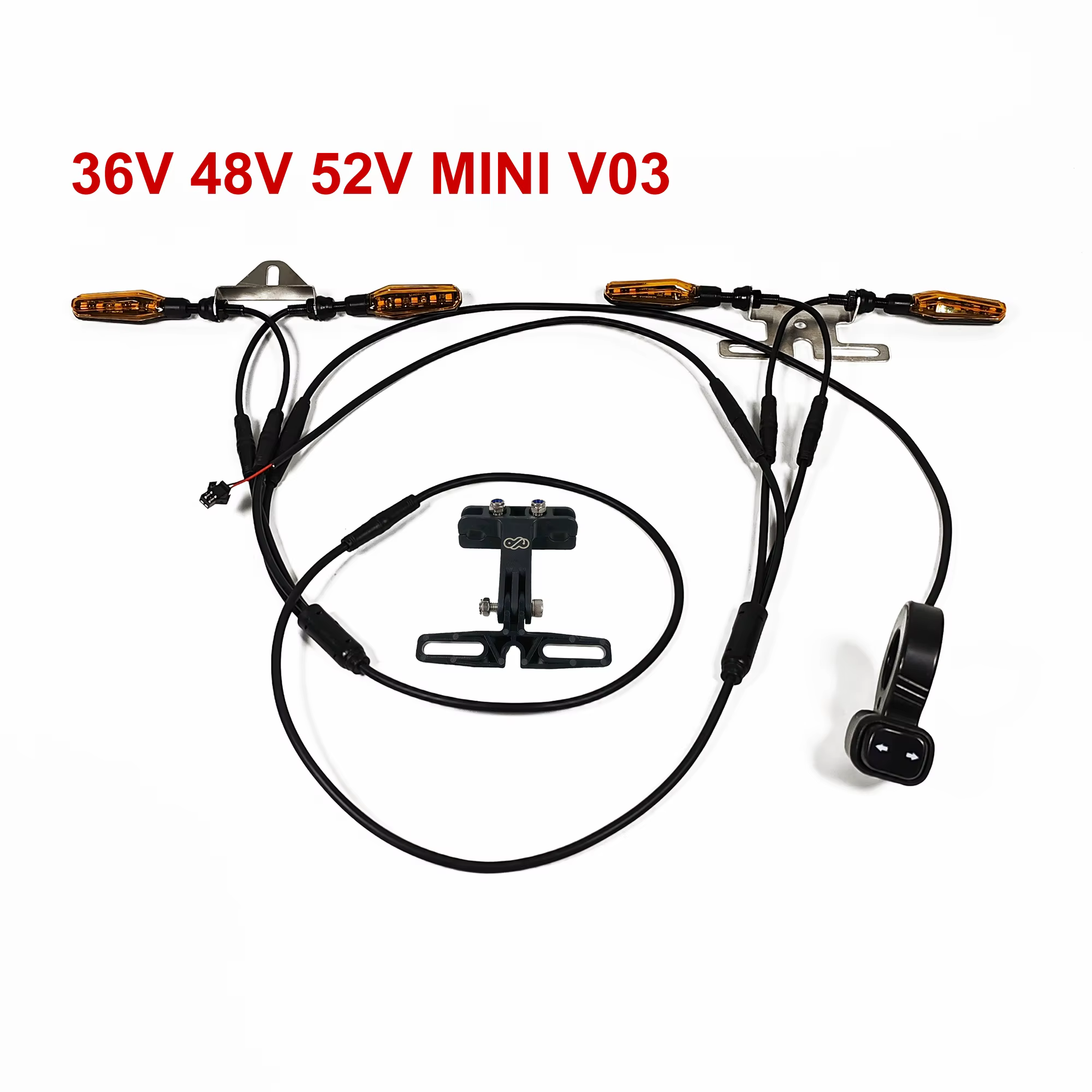 Ensemble de clignotants de vélo électrique Ebike, interrupteur 36V 48V 52V 72V, Kit de virage avant 