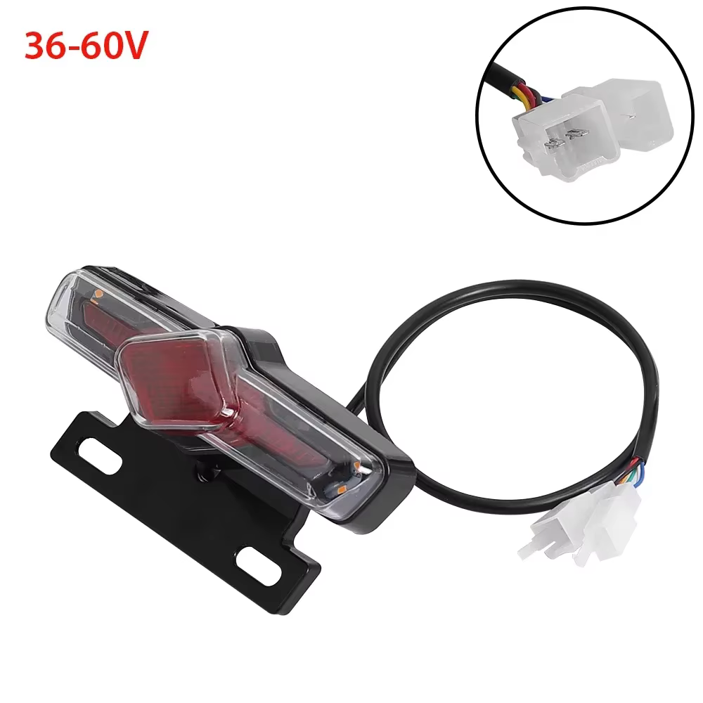 Feu arrière LED de sécurité pour trottinette électrique 12V 36V-60V, clignotant, lampe de porte-baga