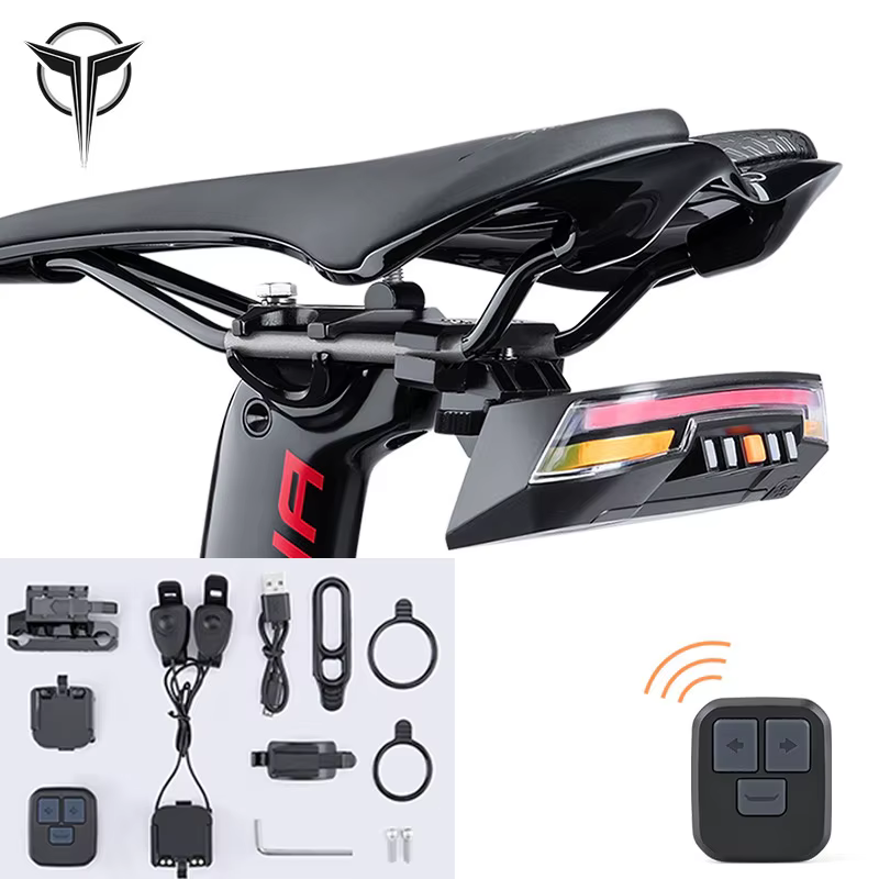 Enquêter arrière de frein de vélo avec télécommande sans fil, clignotant arrière, ligne de sécurité 