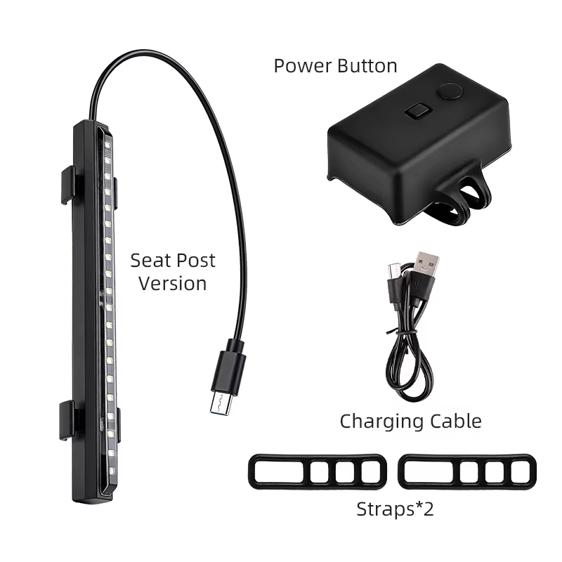 Feu arrière de vélo ESLNF RGB à fixation sur rail de selle, 1200 mAh, rechargeable Type-C, étanche I