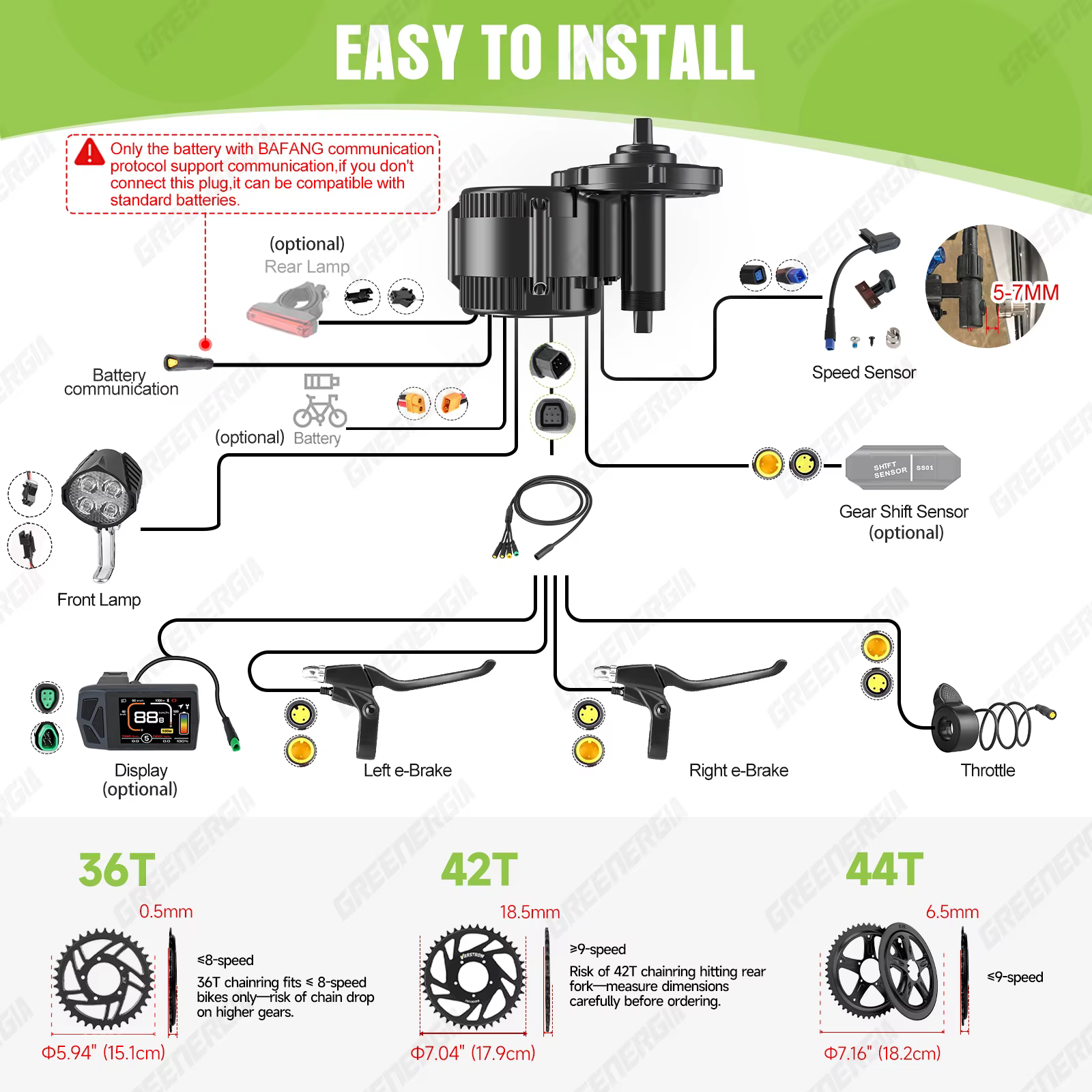 Bafang-kit de motorisation de vélo électrique 750W 48V, moteur 8fun à entraînement central dans le p
