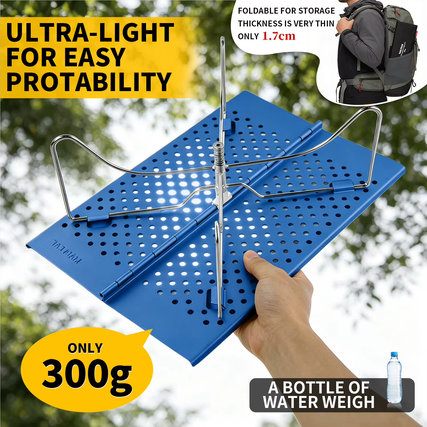 MAPLEAF table pliante ultralégère 300g alliage aluminium 30kg charge support X camping randonnée pique-nique voyage pêche compact portable sac argent 31x10.8x1.7cm sans outils plage balcon BBQ hiver 4