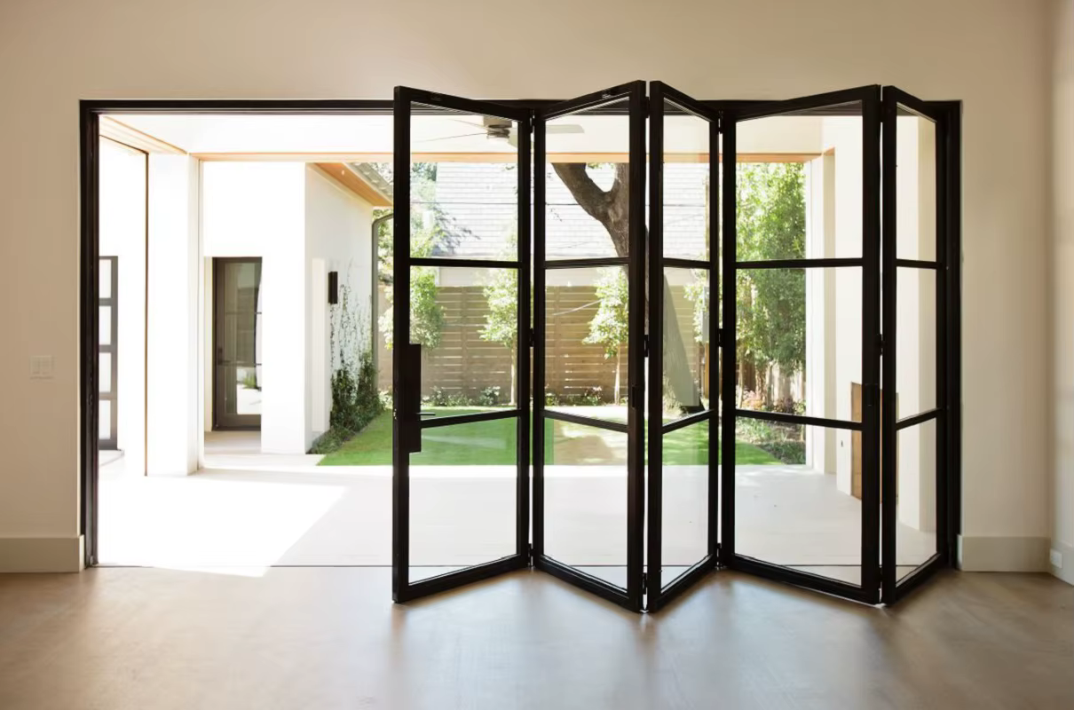 Porte pliante double verre personnalisée Jazz, accordéon en aluminium, délit lisse, portes pliantes pour la décoration de la maison
