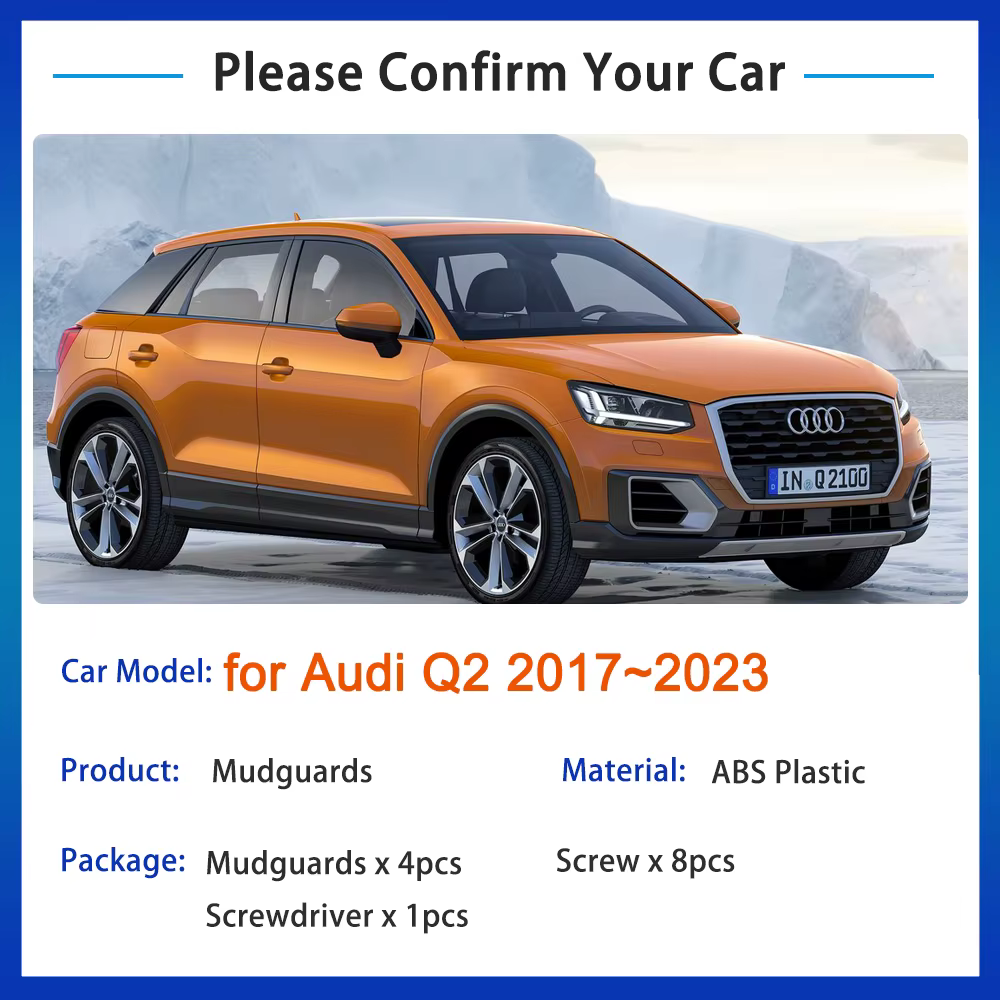 4x pour Audi Q2 2017 2018 2019 2020 2021 2022 2023 garde-boue garde-boue garde-boue garde-boue garde-boue avant roue arrière accessoires de voiture