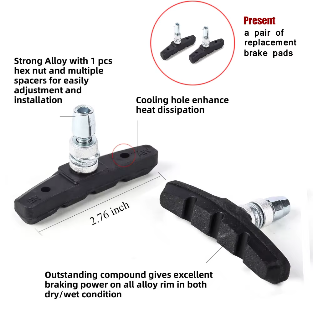 Freins V-Brake BUCKLOS pour vélo, en alliage d'aluminium, freins à tirage linéaire pour VTT, BMX, vélo de route pliable