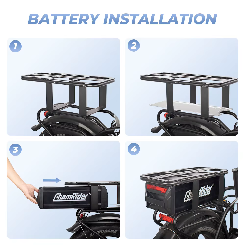 Batterie pour vélo électrique à support arrière 48 V 50 Ah – Haute capacité