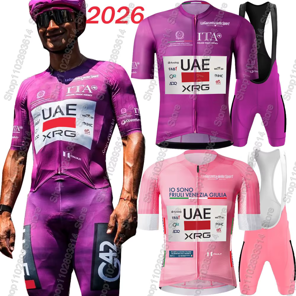 Maillot de cyclisme rose Émirats Arabes Unis 2026 Tour de l'Italie – Ensemble homme violet pour vélo de route