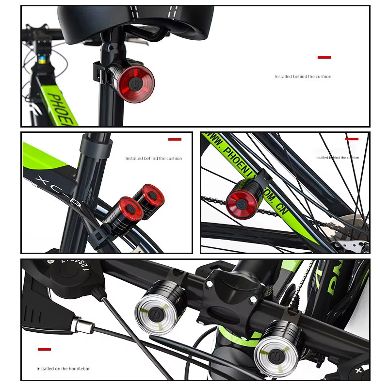 Nouveau phare de vélo VTT rechargeable à piles bouton