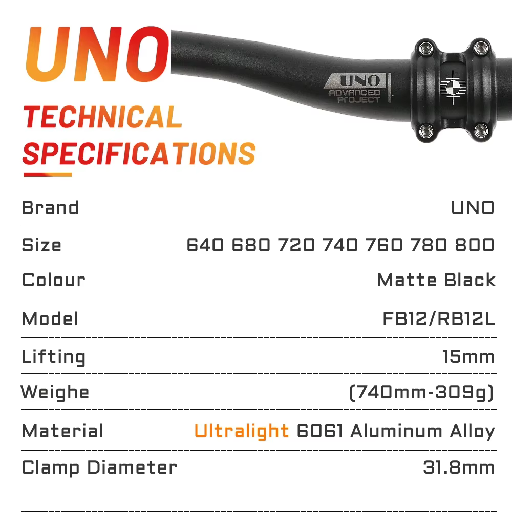 UNO vélo droit/hirondelle guidon vtt en alliage d'aluminium plat poignée